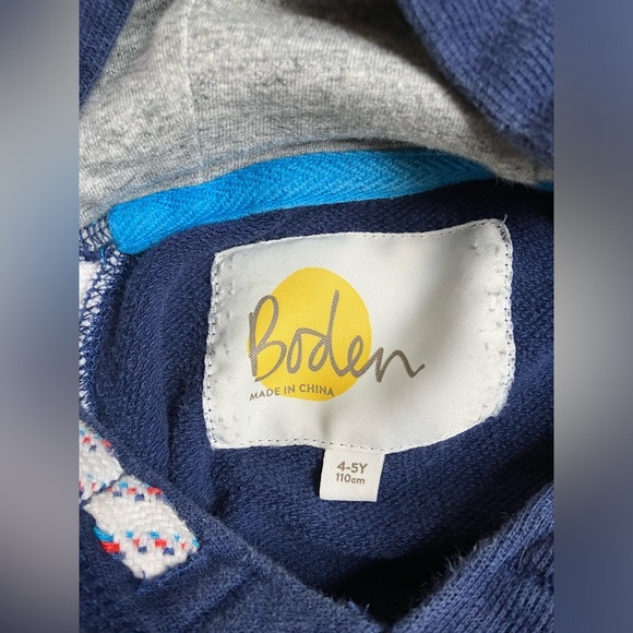 Mini Boden hooded pullover sweatshirt - Kids' Size 4-5 - w/pockets & stripes - Picture 2 of 11
